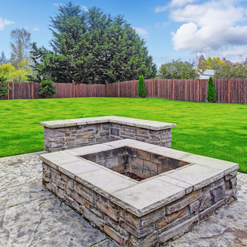 Backyard deck with firepit